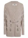 Ermanno Scervino Crystal-embellished Cable-knit Cardigan In Gray