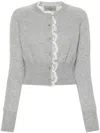 Ermanno Scervino Lace-trim Cashmere Cardigan In Gray