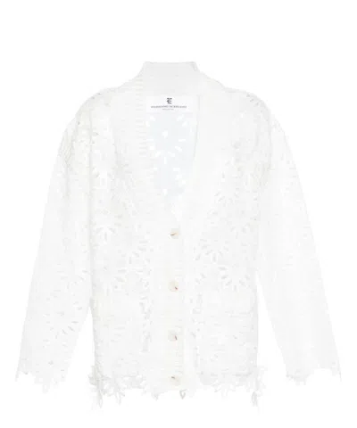 Ermanno Scervino Lace-embroidered Cotton Cardigan In White