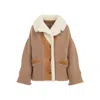 Ermanno Scervino Shearling Collar Knit Cardigan In Brown