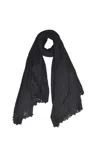 Ermanno Scervino Black Cashmere And Silk Stole With Embroidery