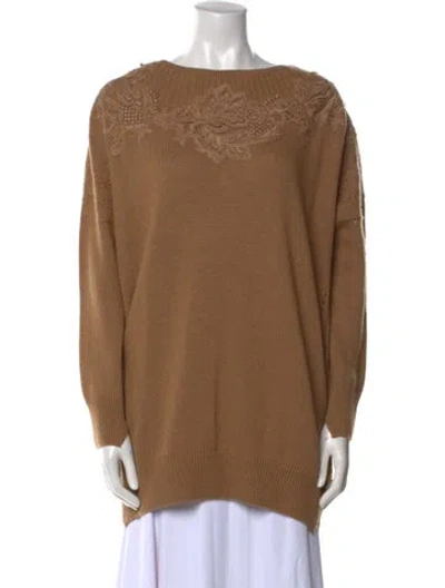 Pre-owned Ermanno Scervino Cashmere Bateau Neckline Sweater In Brown