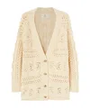 Ermanno Scervino Cashmere Cardigan With Leaf Stitch Knit In Brown
