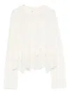 Ermanno Scervino Cropped Cashmere Sweater Lace Hem In White