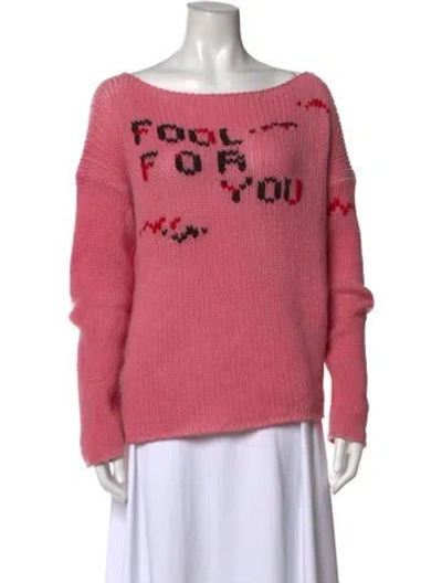 Pre-owned Ermanno Scervino Cashmere Graphic Print Sweater In Pink