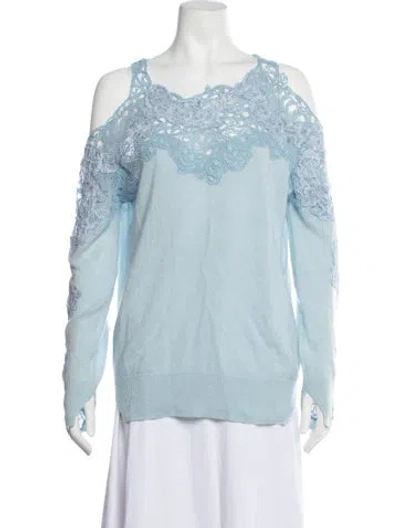 Pre-owned Ermanno Scervino Cashmere Lace Pattern Sweater In Blue