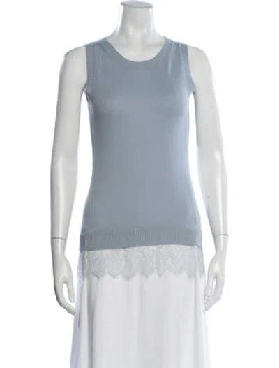 Pre-owned Ermanno Scervino Cashmere Lace Pattern Top In Blue