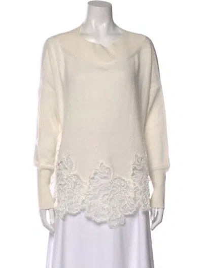 Pre-owned Ermanno Scervino Cashmere Lace Pattern Top In Neutral