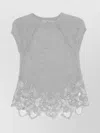 Ermanno Scervino Cashmere Lace Top Cap Sleeves In Gray