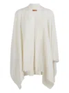 Ermanno Scervino Cozy Cable Knit Cape With Ribbed Hem In White