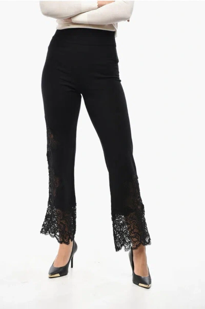 Ermanno Scervino Cashmere Pants With Lace Hem In Black