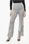 Ermanno Scervino Cashmere Pants With Lace Hem In Gray