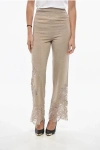 Ermanno Scervino Cashmere Pants With Lace Hem In Neutral
