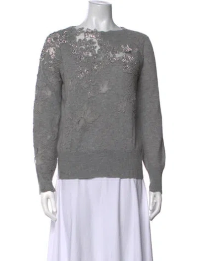 Pre-owned Ermanno Scervino Cashmere Patterned Sweater In Grey
