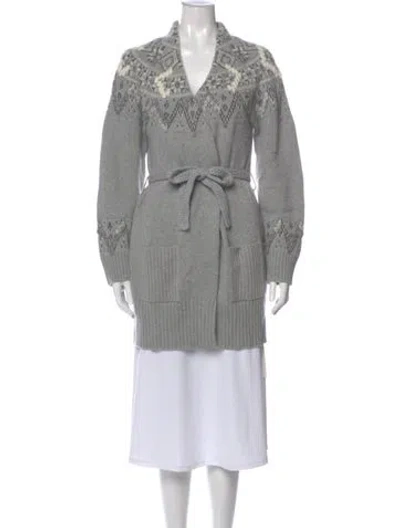 Pre-owned Ermanno Scervino Cashmere Printed Sweater In Gray