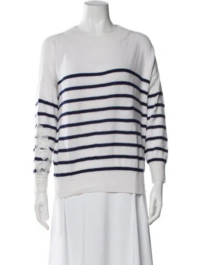 Pre-owned Ermanno Scervino Cashmere Striped Sweater In White