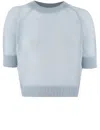 Ermanno Scervino Cashmere T-shirt With Micro Rib Detail In Blue