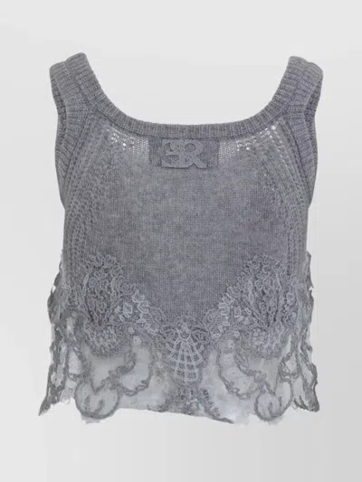 Ermanno Scervino Cashmere Tank Top Lace Detailing