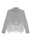 Ermanno Scervino Lace-trimmed Cashmere Cardigan In Gray