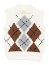 Ermanno Scervino Pure Cashmere Top With Two-tone Argyle Motif In Multi