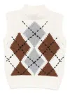 Ermanno Scervino Pure Cashmere Top With Two-tone Argyle Motif In White