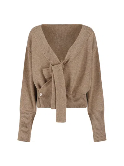 Ermanno Scervino Cashmere Wrap-front Cardigan Sweater In Brown
