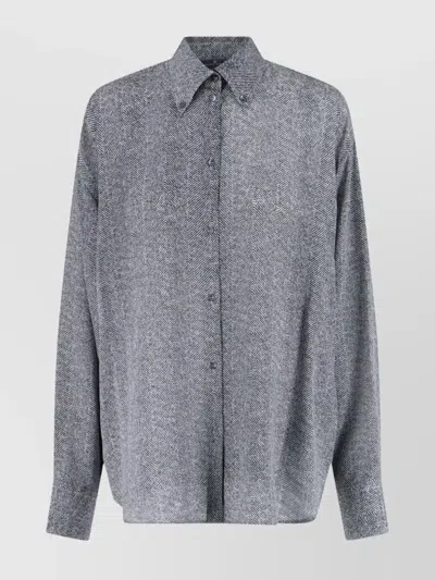 ERMANNO SCERVINO CASUAL LONG SLEEVE HERRINGBONE PATTERN TOP