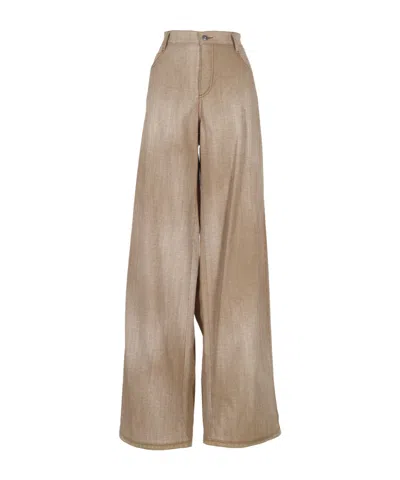 Ermanno Scervino Wide-leg Contrast-stitch Trousers In Brown