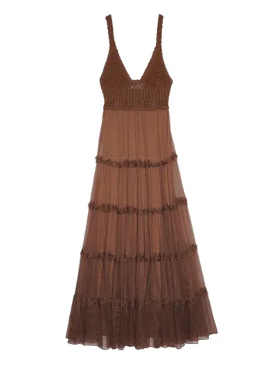 Ermanno Scervino Casual Woman Clothes  - Long Dress - Brown