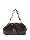 Ermanno Scervino Chain-handle Embossed-leather Clutch Bag In Blue