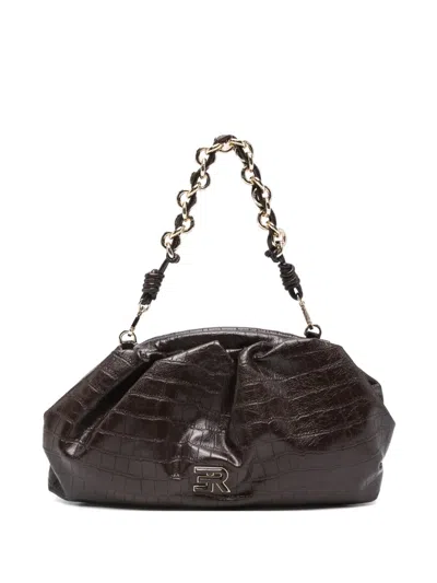 Ermanno Scervino Chain-handle Embossed-leather Clutch Bag In Blue