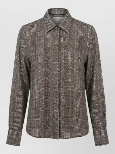 Ermanno Scervino Prince Of Wales-check Long-sleeve Shirt In Black