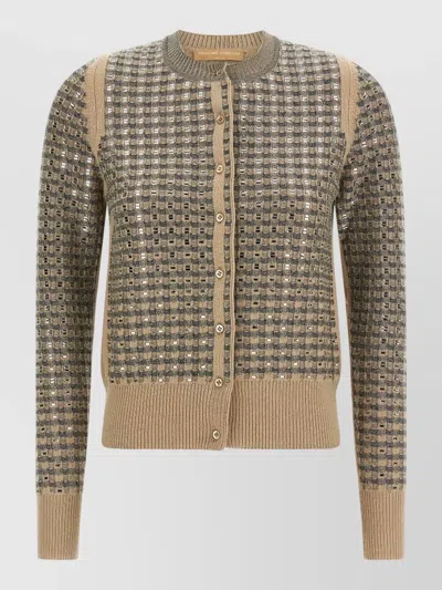 Ermanno Scervino Checked Crystal-embellished Cashmere Cardigan In Multi