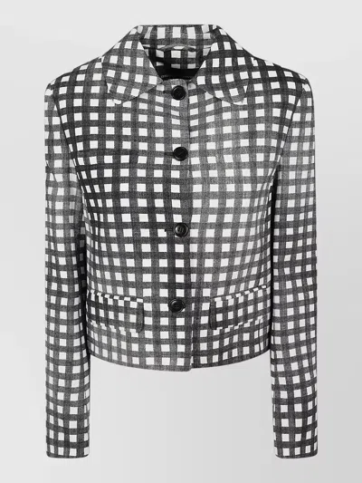 Ermanno Scervino Checked Jacket Long Sleeves Notched Lapel Pockets In Black