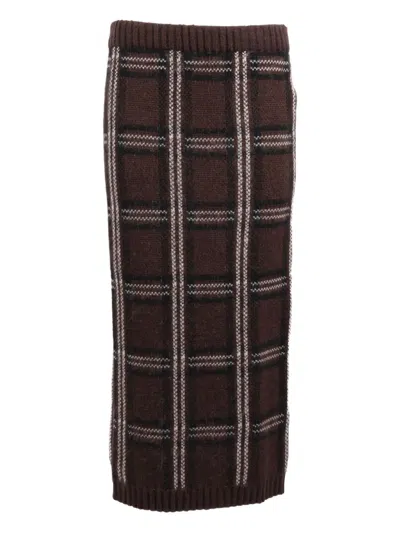 ERMANNO SCERVINO CHECKED-PATTERN MAXI SKIRT