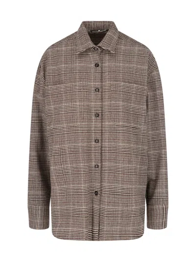 Ermanno Scervino Prince Of Wales Check Virgin Wool Formal Shirt In Gray