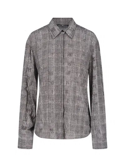 Ermanno Scervino Prince Of Wales Check Viscose Formal Shirt In Gray