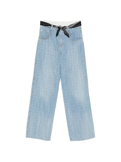 Ermanno Scervino Check-pattern Belted Jeans In Blue