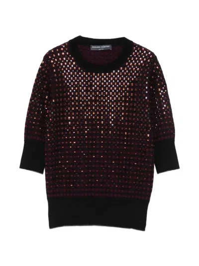 Ermanno Scervino Check-pattern Sequin-embellished Sweater In Burgundy