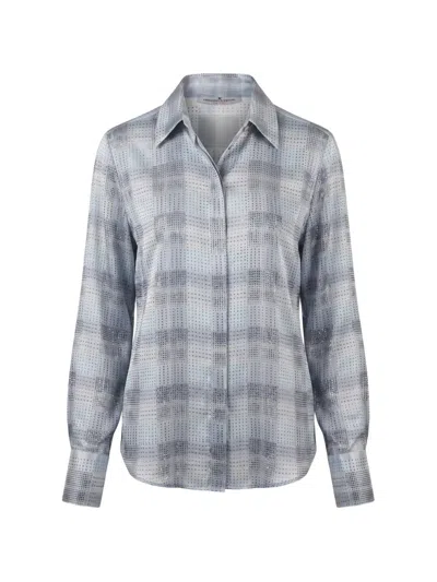 Ermanno Scervino Check-print Rhinestone-embellished Shirt In White