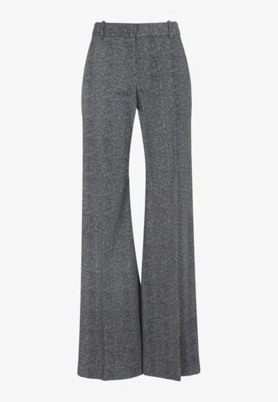 Ermanno Scervino Chevron Straight-leg Pants In Gray