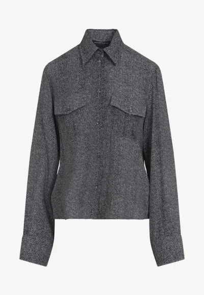 Ermanno Scervino Grey Tailored Shirt With Classic Collar In Gray