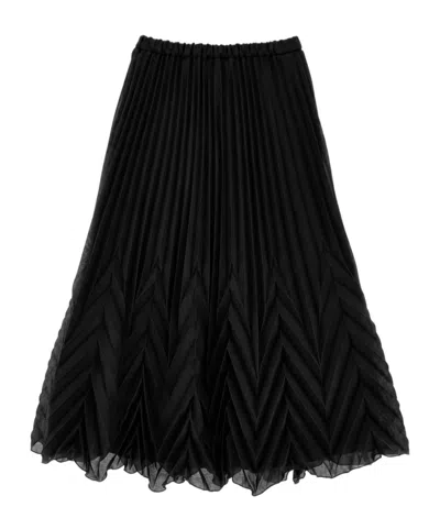 Ermanno Scervino Chevron-pleated Skirt In Black