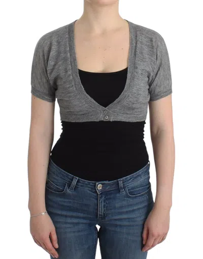 Ermanno Scervino Knit Bolero Cardigan Cropped Top V Neckline In Black