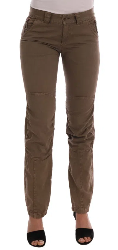 Ermanno Scervino Mid-waist Straight Cotton Trousers In Brown