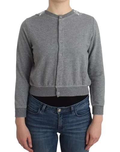 Ermanno Scervino Lace-embroidered Cropped Cardigan In Gray