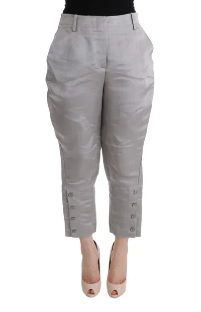 Ermanno Scervino Silk Cropped Trousers In Gray