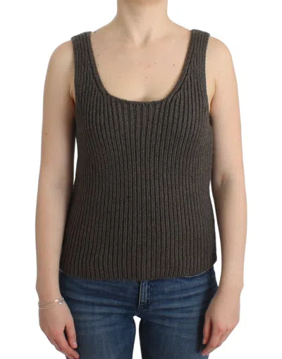 Ermanno Scervino Ribbed Merino Blend Tank Top In Brown