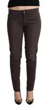 Ermanno Scervino Brown Cotton Low Waist Slim Fit Pants In Black