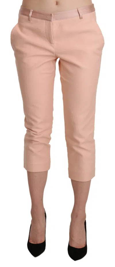 Ermanno Scervino Low Waist Skinny Cropped Cotton Capri Pants In Neutral